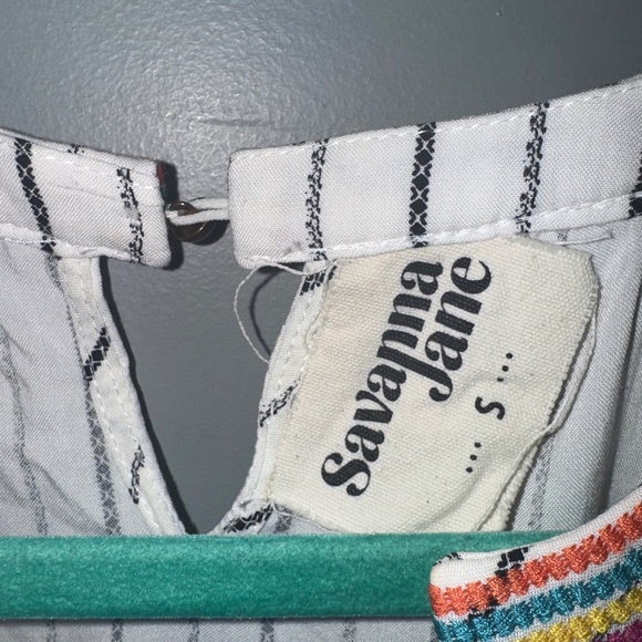 Savanna Jane Tank Embroidered Boho Stripe Peplum Tank Blouse Size Small - Picture 3 of 7